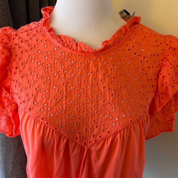 Orange Butterfly Sleeve Top - Picture 2 of 5
